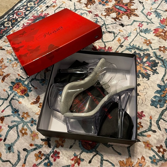 NEW Sz 6 Pleaser Clear Platform Heels Dance Shoes - Picture 1 of 7
